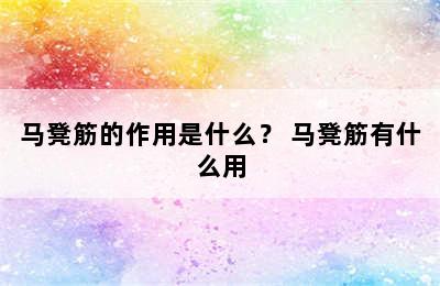 马凳筋的作用是什么？ 马凳筋有什么用